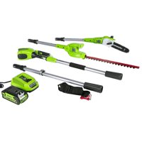 Greenworks 40V Pole Hedge Trimmer Head & Pole Saw Head Combo, 2Ah Battery Included PSPH40B210