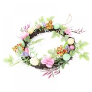 GETFIT Creative Garland Flowers Easter Eggs Rattan Wreath Wall Craft Ornaments Home Decor Wreath Easter Party Decoration Door