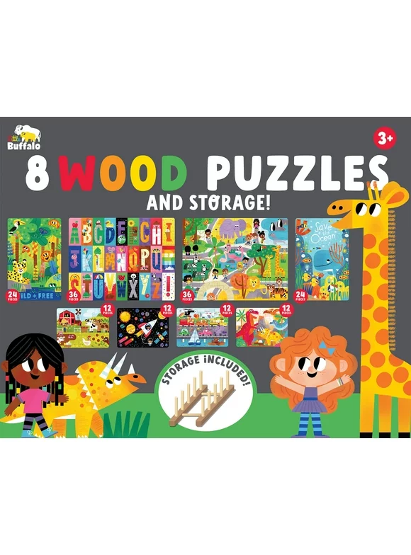 Little Buffalo 8pk Wood Jigsaw Puzzles Plus Storage by Buffalo Games
