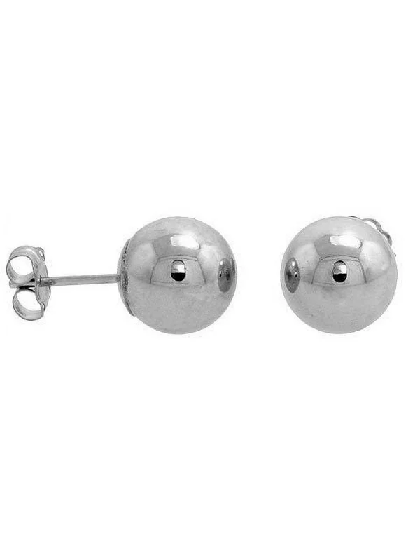 Sterling Silver 12mm Ball or Bead Earrings -1 pair