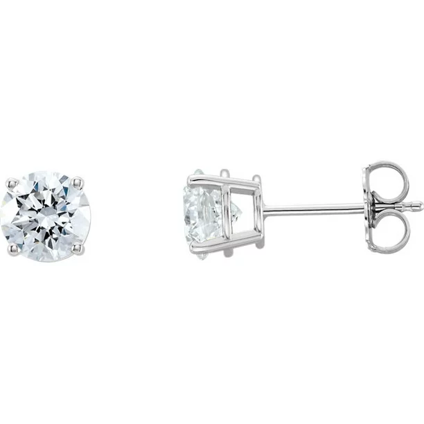 Round Diamond Stud Earrings 14k White Gold (0.56 Ct,G Color,I1 Clarity)