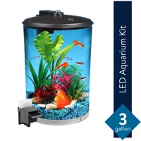 Aqua Culture 3-Gallon 360 View Aquarium Kit with LED Lighting and Power Filter, Ideal for a Variety of Tropical Fish