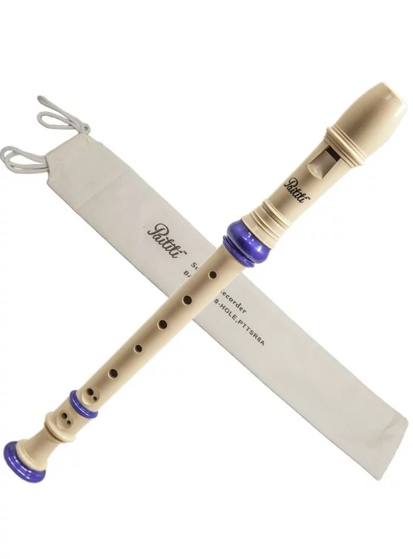 Paititi Soprano Recorder 8-Hole With Cleaning Rod + Carrying Bag, Creamy Blue Key of C