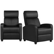 Easyfashion Faux Leather Push Back Theater Recliner Chair with Footrest, Set of 2, Multiple Colors