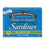 (3 Pack) Crown Prince Skinless Boneless Sardines in Olive Oil, 3.75 oz