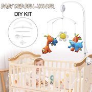 Baby Kids Crib Mobile Bed Bell Toy Holder Hanging Arm Bracket + Wind-up Music Box White