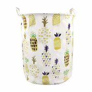19 x 16.5 Inches Extra Large Canvas Fabric Folding Storage bin with Handle Waterproof Home Decor Laundry Hamper Organize Pineapple Storage Baskets for Dirty Clothes, Toy (Yellow)