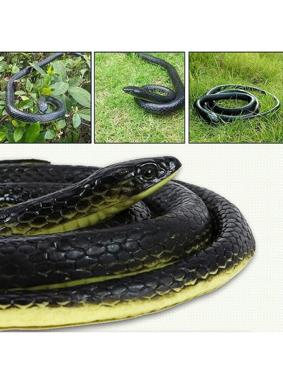 Educational Toy Realistic Fake Rubber Toy Snake Black Fake Snakes 50 Inch Long AprilFool's Day Halloween Party