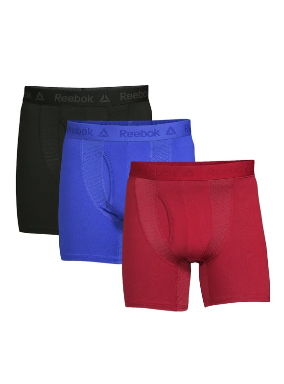 Reebok Men's Pro Series Performance Boxer Brief Underwear 6 Inch, 3 Pack