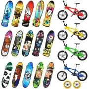 Gold Toy 24 Pcs Mini Finger Skateboards and Bikes, 18 Pcs Fingerboards and 6 Pcs Finger Bikes Finger Toys with Replacement Wheels and Tools for Kids as Party Favors or Gifts