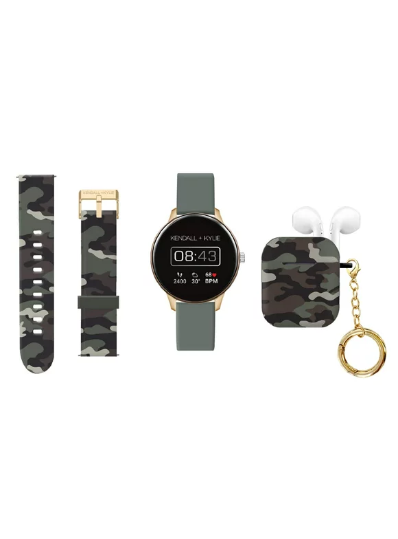 Kendall & Kylie Green Camo/Green Smart Watch with Interchangeable Strap & Earbud Set 900265B-40-X53