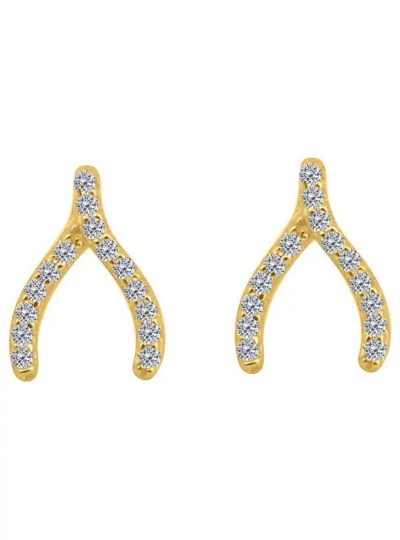 0.15 Carat Brilliant Cut Sparkling Round Diamond Horseshoe Stud Earrings for Women In 14K Yellow Gold Plated Over 925 Sterling Silver