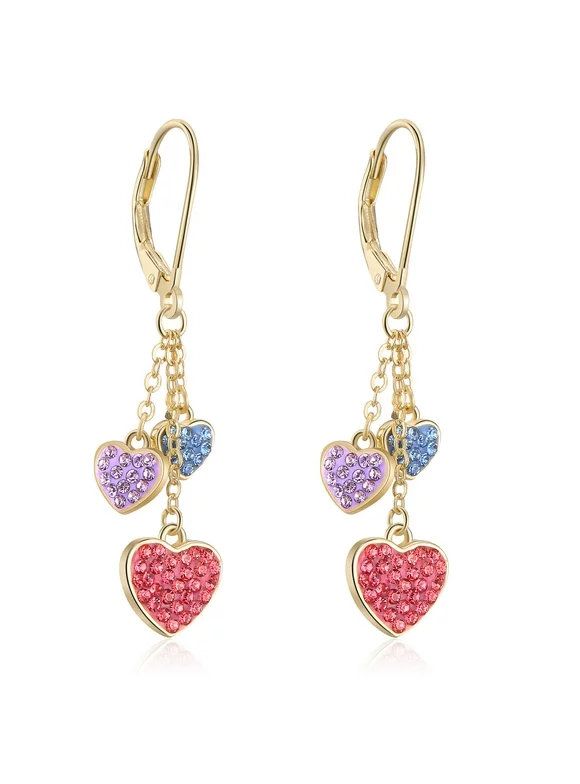 Buyless Fashion Toddler Girls 14K Plated Butterfly Heart Dangle Earrings Sterling Silver Leverback Earrings - E164DGHRT