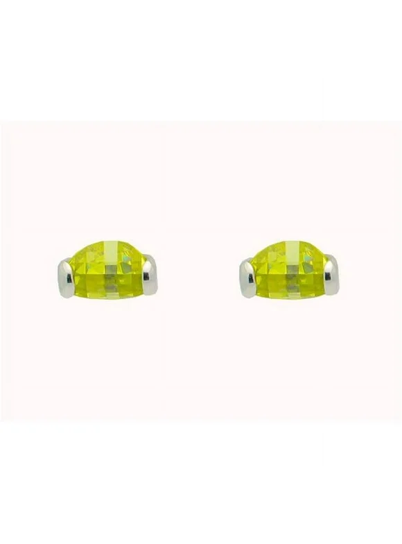 999888 Electric Green Sterling Silver Stud Earrings for Girls