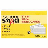 School Smart Blank Plain Index Card, 3 x 5 Inches, White, Pack of 100