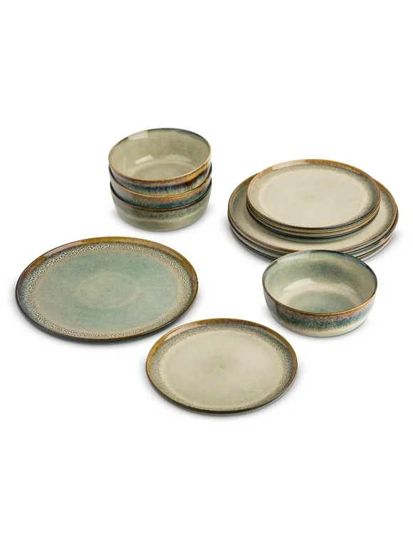 Yellowstone 12-Piece Ceramic Dinnerware Set, Kayce Collection
