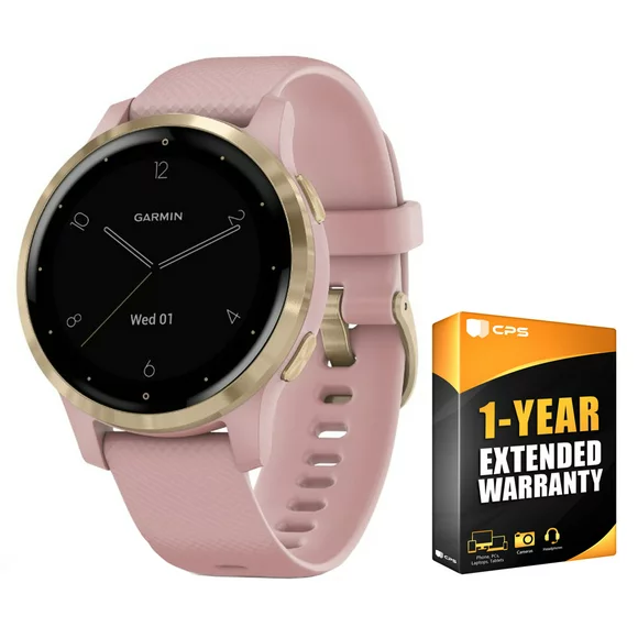 Garmin Vivoactive 4S GPS Smartwatch With Music & Fitness Activity Tracker & Health Monitor Apps (Dust Rose/Gold) 010-02172-31 4 S Bundle with CPS Enhanced Protection Pack
