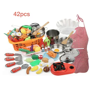 sugeryy Kitchen Toys Set For Holiday Gifts Pot Food 42Pcs Cookware Child Pan Gift 42 Pcs
