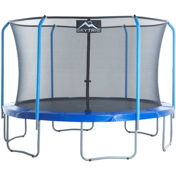 SKYTRIC 11-Foot Trampoline, with Safety Enclosure, Blue