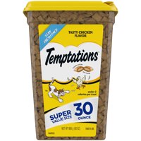 TEMPTATIONS Classic, Crunchy and Soft Cat Treats, Tasty Chicken Flavor, 30 oz. Tub (Various Sizes)