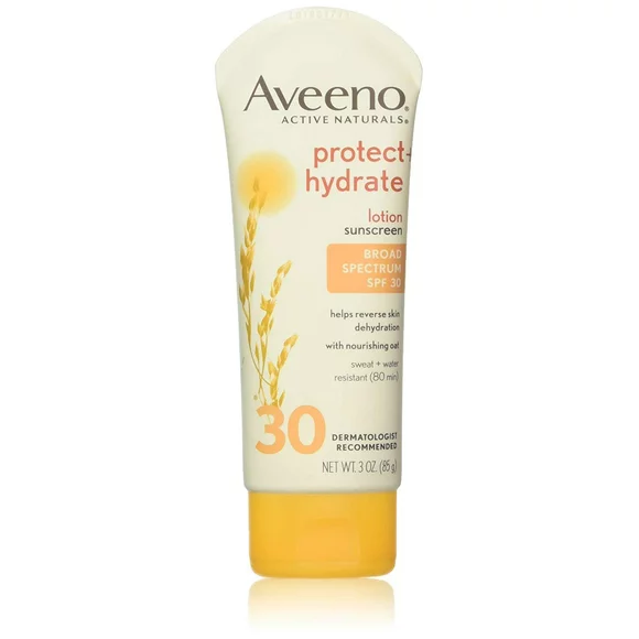 Aveeno Sunscreen Lotion, Protect + Hydrate, Broad Spectrum SPF 30 3 oz (85 g)
