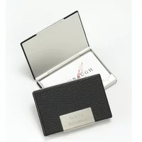 Personalized Black Leather Business Card Case