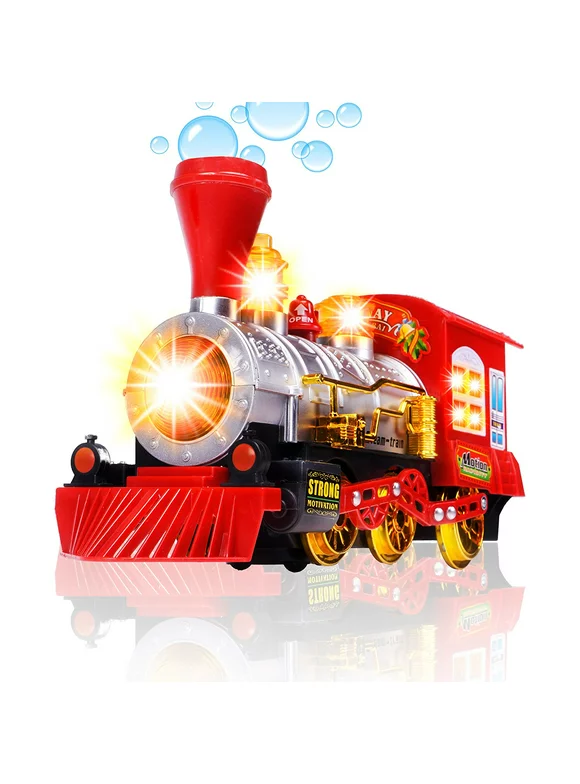 CifToys Bubble Blowing Toy Train - Battery Powered Steam Bubbles Locomotive Train