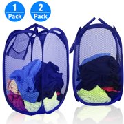 EEEKit 2/1Pack Mesh Pop up Laundry Hamper with Portable, Sturdy Durable Handles, Collapsible for Storage, Portable Foldable Mesh Pop-Up Laundry Bags for Kids Room, College Dorm or Travel