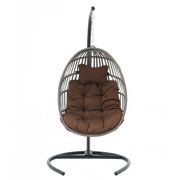 Owsoo Hanging Chair Wicker Swing Chair Cushion with Steel Support Frame Hanging Egg Basket Seat for Home, Coffee