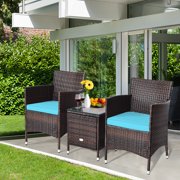 Outdoor Patio Rattan Conversation Set Garden Wicker Chairs 3 Pieces
