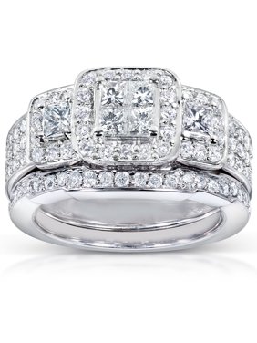 Annello  by Kobelli 14k White Gold 1 1/6ct TDW Diamond Bridal Ring Set Unique, Halo 9
