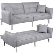 Folding Futon Sofa Bed Fabric Cover Sofa Bed with Adjustable Backrest Sleeper Comfortable Upholstery Versatile Convertible Sofa Bed,Gray