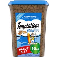 TEMPTATIONS MixUps, Crunchy and Soft Cat Treats, Surfers? Delight Flavor, 30 oz. Tub (Various Sizes)