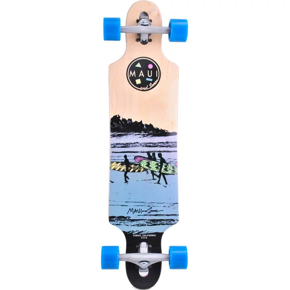 Maui and Sons 36 Drop Through Longboard Skateboard with Black Grip Tape
