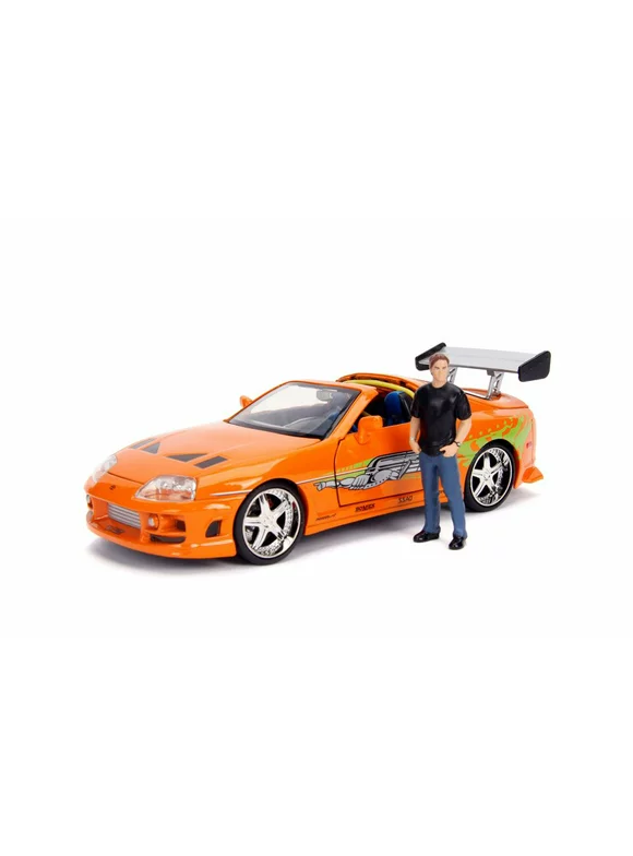 Toyota Supra with Brian Figure , Buildable Model Kit, Fast and Furious - Jada 30699 - 1/24 Scale Diecast Model Toy Car