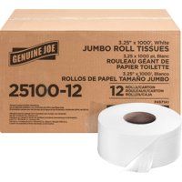 Genuine Joe Jumbo Bath Tissue Roll 2-Ply 1000' 12/CT White 2510012