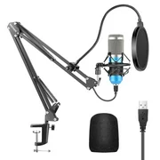Neewer USB Microphone Kit 192KHZ/24BIT Plug&Play Computer Cardioid Mic Podcast Condenser Microphone with Professional Sound Chipset for PC Karaoke/YouTube/Gaming Record, Arm Stand/Shock Mount (Blue)