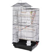 39" House Shape Bird Cage Large Parrot Cage Cockatiels Parakeet Cage Macaw Finch Cockatoo Metal Frame with Rolling Stand