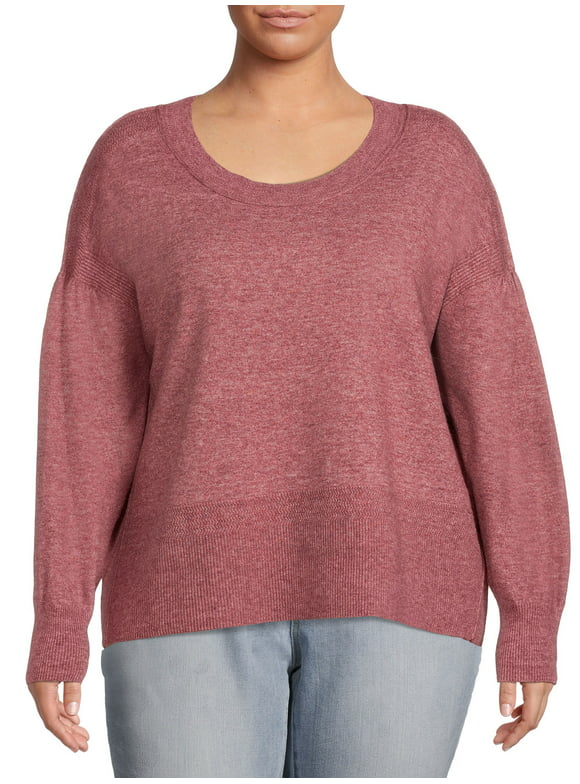 Terra & Sky Women's Plus Size Crewneck Sweater, Lightweight