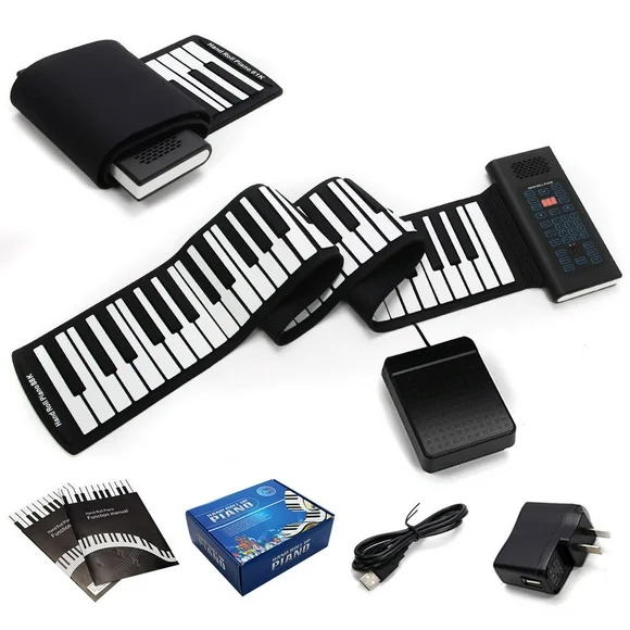 Gymax 88 Keys Roll Up Piano Electronic Music Keyboard Silicone Rechargeable w/Pedal