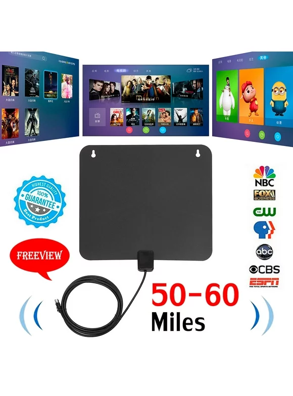 50 Miles Indoor Thin Flat Antenna HD TV Fox Hdtv Dtv Vhf Scout Style Tvfox Cable VHF/UHF Antenna TV Receiver TV Antennas