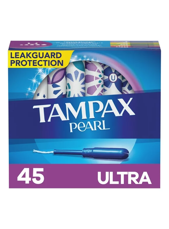 Tampax Pearl Tampons, Ultra Absorbency, Unscented, 45 Count