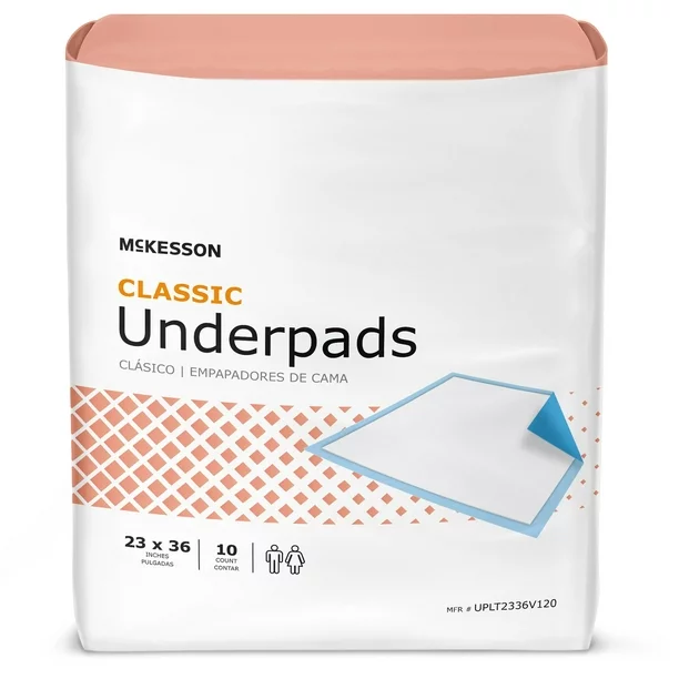 McKesson Classic Underpads, Light Incontinence Absorbency - 23 in x 36 in, 10 Ct