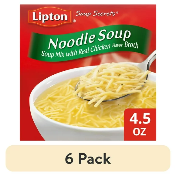 (6 pack) Lipton Soup Secrets Instant Noodle Soup Mix Chicken Flavor Broth, 4.5 oz, 2 Pack Pouch
