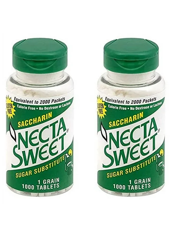 NSI SWEETENERS Necta Sweet Saccharin Tablets, 1-Grain, 1000 Tablet Bottle, 2Count
