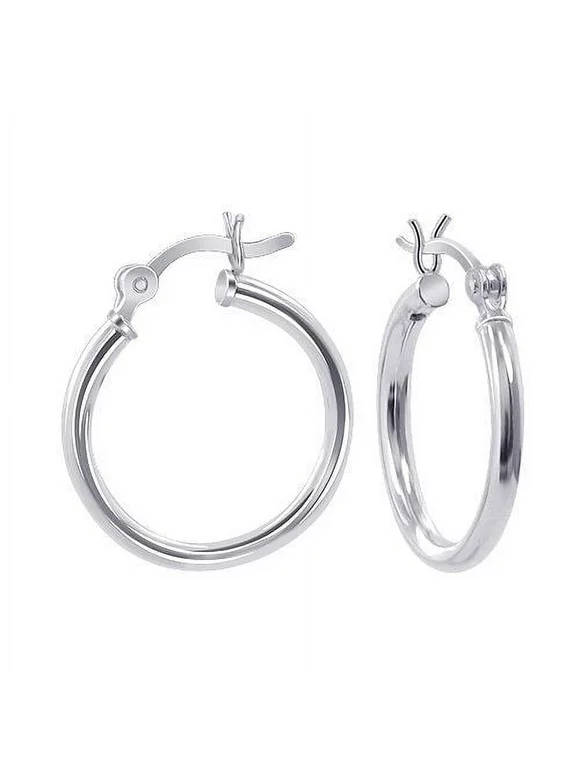 Sterling Silver 2mm x 10mm Click Down Tiny Hoop Earrings - 1 pair