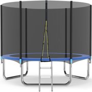 Famistar 10FT Trampoline with Safety Enclosure Net, 331lbs Capacity for Kids and Teens, Outdoor Fitness Trampoline with Waterproof Jumping Mat, Spring Cover Padding and Ladder, CE, GS, EN71 Approved