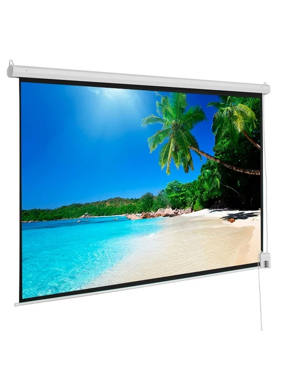 Zimtown 92" 16:9 80" x 45" Viewing Area Motorized Projector Screen with Remote Control Matte White