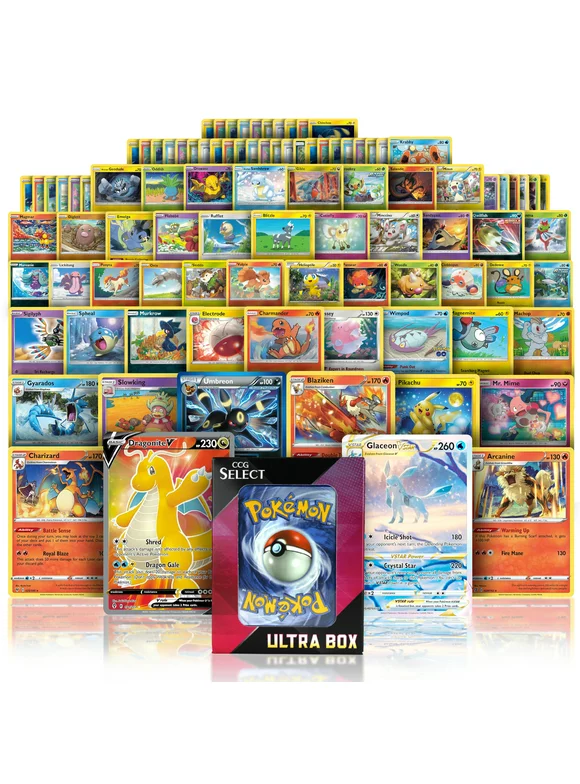 Ultra Box | 100 Cards | 2 Guaranteed Ultra Rares | Plus 8 Holos or Rare Cards | Compatible with Pokemon Cards