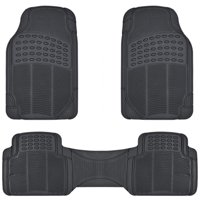 BDK All Weather Solid Rubber Trimmable Front and Rear 3-Piece Universal Car Van Truck Floor Mats Set